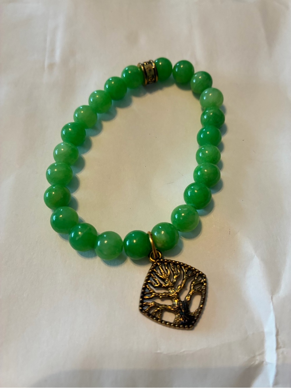 Jada Baha prayer beaded bracket. Jade stone of Love. - Picture 2 of 2